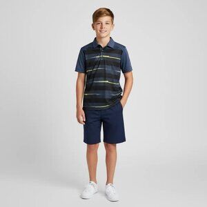 FILA Sport Kids Boys Live in Motion Gray/Multi Striped Polo Shirt Medium (10-12)